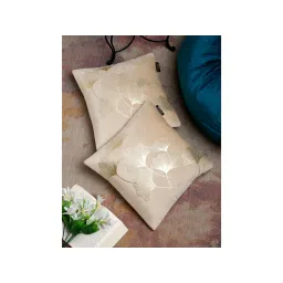 HOSTA HOMES Cream Set of 2 Floral Velvet Square Cushion Covers 16x16 inches-picture-14