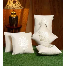 hosta homes Cream Velvet Abstract 16X16 Inches Cushion Covers (5Pcs)-picture-35