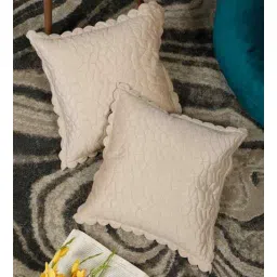 hosta homes Cream Velvet Abstract 16X16 Inches Cushion Covers (Pack of 2)-picture-31