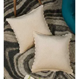 hosta homes Cream Velvet Abstract 16X16 Inches Cushion Covers (Pack of 2)-picture-16