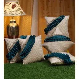 hosta homes Cream Velvet Abstract 16X16 Inches Cushion Covers (Pack of 5)-picture-22