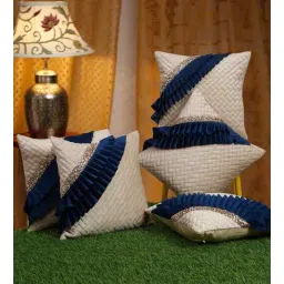 hosta homes Cream Velvet Abstract 16X16 Inches Cushion Covers (Pack of 5)-picture-26