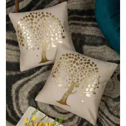 hosta homes Cream Velvet Geometric 16X16 Inches Cushion Covers (Pack of 2)-picture-15