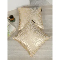 HOSTA HOMES Cream Velvet Geometric Golden Foil Cushion Covers - Set of 2-picture-21