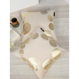 HOSTA HOMES Cream Velvet Geometric Golden Foil Cushion Covers - Set of 2-picture-19