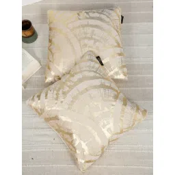 HOSTA HOMES Cream Velvet Geometric Golden Foil Cushion Covers - Set of 2-picture-20