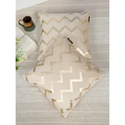 HOSTA HOMES Cream Velvet Geometric Golden Foil Cushion Covers - Set of 2-picture-22