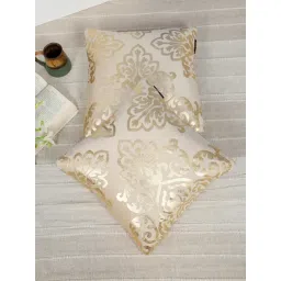 HOSTA HOMES Cream Velvet Geometric Golden Foil Cushion Covers - Set of 2-picture-10