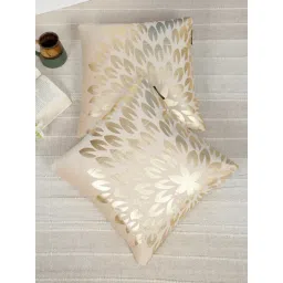 HOSTA HOMES Cream Velvet Geometric Golden Foil Cushion Covers - Set of 2-picture-25