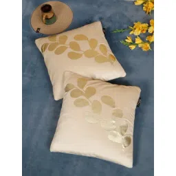 HOSTA HOMES Cream Velvet Geometric Golden Foil Cushion Covers - Set of 2 image 1