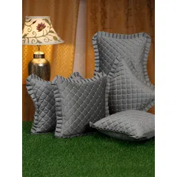 HOSTA HOMES Grey 5 Pieces Geometric Square Cushion Covers-picture-25