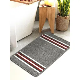 HOSTA HOMES Grey & White Striped Anti-Skid Cotton Fur Bath Rug-picture-27