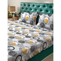 HOSTA HOMES Grey Polycotton 280 TC King Size Flat Bed Sheet with 2 Pillow Covers image 2