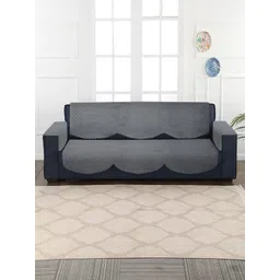 HOSTA HOMES Grey Quilted Velvet 5-Seater Sofa Covers With Arm Rest Covers-picture-31