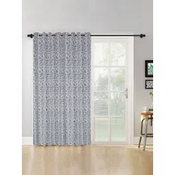 HOSTA HOMES Grey Set of 2 Geometric Black Out Door Curtain-picture-31