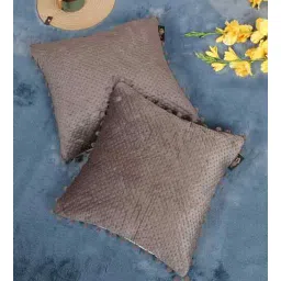 hosta homes Grey Velvet Abstract 16X16 Inches Cushion Covers (2Pcs)-picture-20