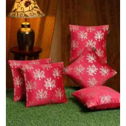 hosta homes Maroon Velvet Floral 16X16 Inches Cushion Covers (Pack of 5)-picture-21