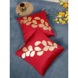 HOSTA HOMES Maroon Velvet Geometric Golden Foil Cushion Covers - Set of 2-picture-23