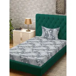 HOSTA HOMES Multicolor Cotton Printed 280 TC Single Bedsheet with 1 Pillow Cover-picture-33