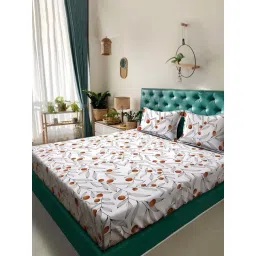 HOSTA HOMES Multicolor Polycotton 280 TC Queen Size Fitted Bed Sheet with 2 Pillow Covers-picture-34