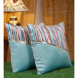 hosta homes Multicolor Polyester Striped 16X16 Inches Cushion Covers (Pack of 2)-picture-23