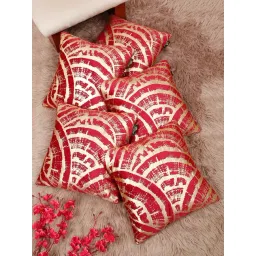 Hosta Homes Multicolor Velvet Abstract Soft Cushion Covers - Set of 5-picture-29