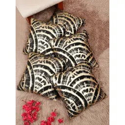 Hosta Homes Multicolor Velvet Abstract Soft Cushion Covers - Set of 5-picture-32