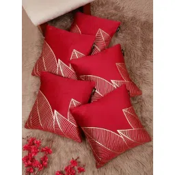 Hosta Homes Multicolor Velvet Abstract Soft Cushion Covers - Set of 5-picture-34