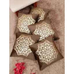 Hosta Homes Multicolor Velvet Abstract Soft Cushion Covers - Set of 5-picture-19