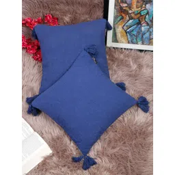 HOSTA HOMES Navy Blue Set of 2 Square Pure Cotton Cushion Covers-picture-20