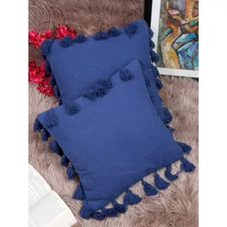 HOSTA HOMES Navy Blue Set of 2 Square Pure Cotton Cushion Covers-picture-22