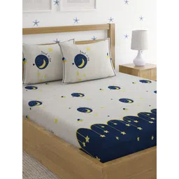 HOSTA HOMES Off White Cartoon Characters 210 TC Queen Bedsheet & 2 Pillow Covers-picture-39