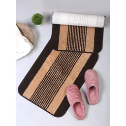 HOSTA HOMES Pack of 2 Brown & Peach Microfibre Antiskid Door Mat-picture-25