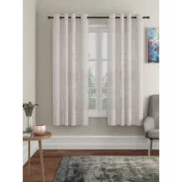 HOSTA HOMES Pack Of 2 Cream-Coloured Self Design Window Curtains-picture-26