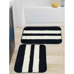 HOSTA HOMES Pack Of 2 Navy Blue & White Striped Anti-skid Doormats-picture-18