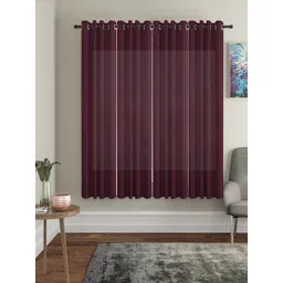 HOSTA HOMES Pack Of 4 Purple Striped Window Curtain-picture-33