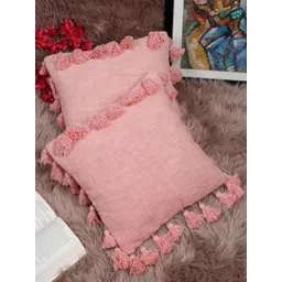 HOSTA HOMES Pink Set of 2 Square Pure Cotton Cushion Covers-picture-27