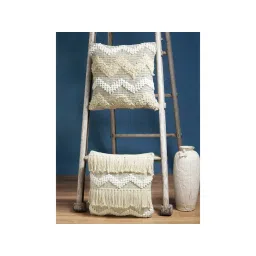 HOSTA HOMES Pure Cotton Hand Tufted Cushion Covers Pack of 2 Beige (16x16 inches)-picture-32