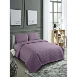 Hosta Homes Purple 280 TC Polycotton Quilted Queen Bedsheet with 2 Pillow Covers-picture-15