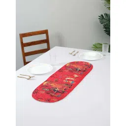 HOSTA HOMES Red Cotton 4-Seater Digitally Printed Centre Table Runner-picture-13