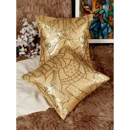 HOSTA HOMES Sequins Beige Polyester Cushion Covers- Set of 2-picture-24