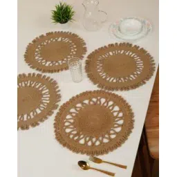 hosta homes Set of 4 Crochet Round-Shaped Placemats-picture-41