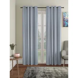 Hosta Homes Silver Polyester 10 ft Blackout Long Door Curtain - Set of 2-picture-12