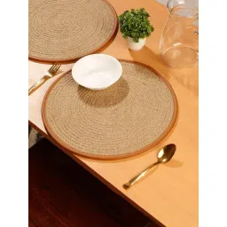 HOSTA HOMES Textured Beige & Tan Jute Placemats (Set of 2)-picture-35