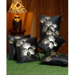 Hosta Homes Velvet Foil Printed Cushion Covers Pack of 5 Black Gold-picture-10