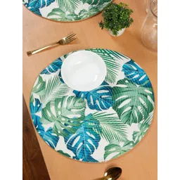 HOSTA HOMES White & Green Textured Cotton Table Placemats-picture-20