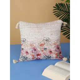HOSTA HOMES White Blue Floral Cotton Square Cushion Cover-picture-22