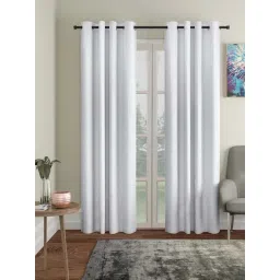 Hosta Homes White Polyester 9 ft Blackout Long Door Curtain - Set of 2-picture-19