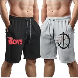 hotfits Men Black & Grey Cotton Regular Shorts for All Season- Running, Gym, Workout, Yoga Shorts - Pack of 2-picture-46