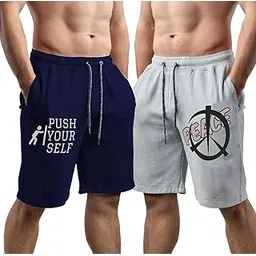 hotfits Men Blue & Grey Cotton Regular Shorts for All Season- Running, Gym, Workout, Yoga Shorts - Pack of 2-picture-35